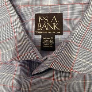 Jos. A. Bank Blue and Red Plaid Dress Shirt
